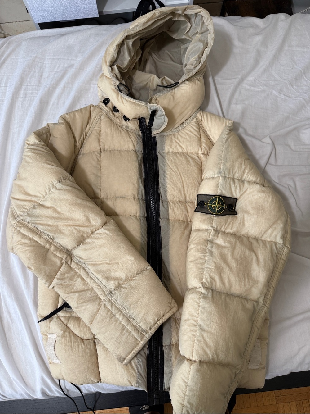Stone Island Cream Hooded Puffer Jacket